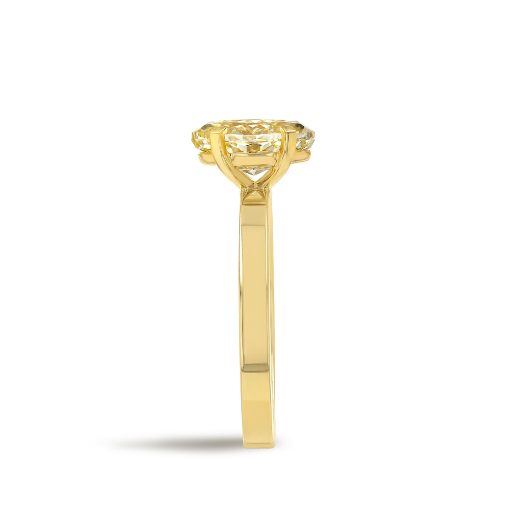 2 Carat Lab-Grown Fancy Yellow Oval Solitaire Yellow Gold Ring - Image 3