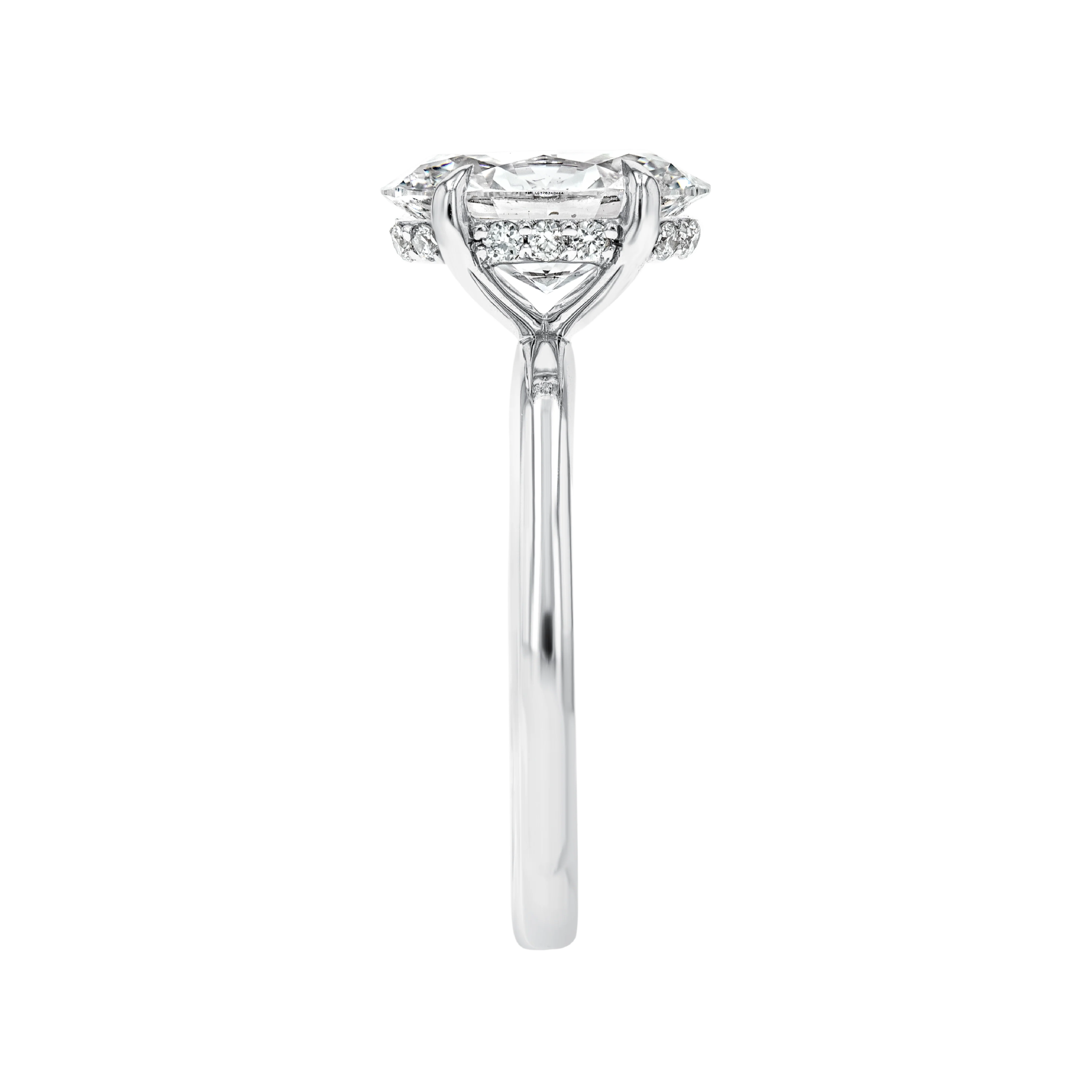 2 Carat Lab-Grown Oval Solitaire With Hidden Halo White Gold Ring - Image 3