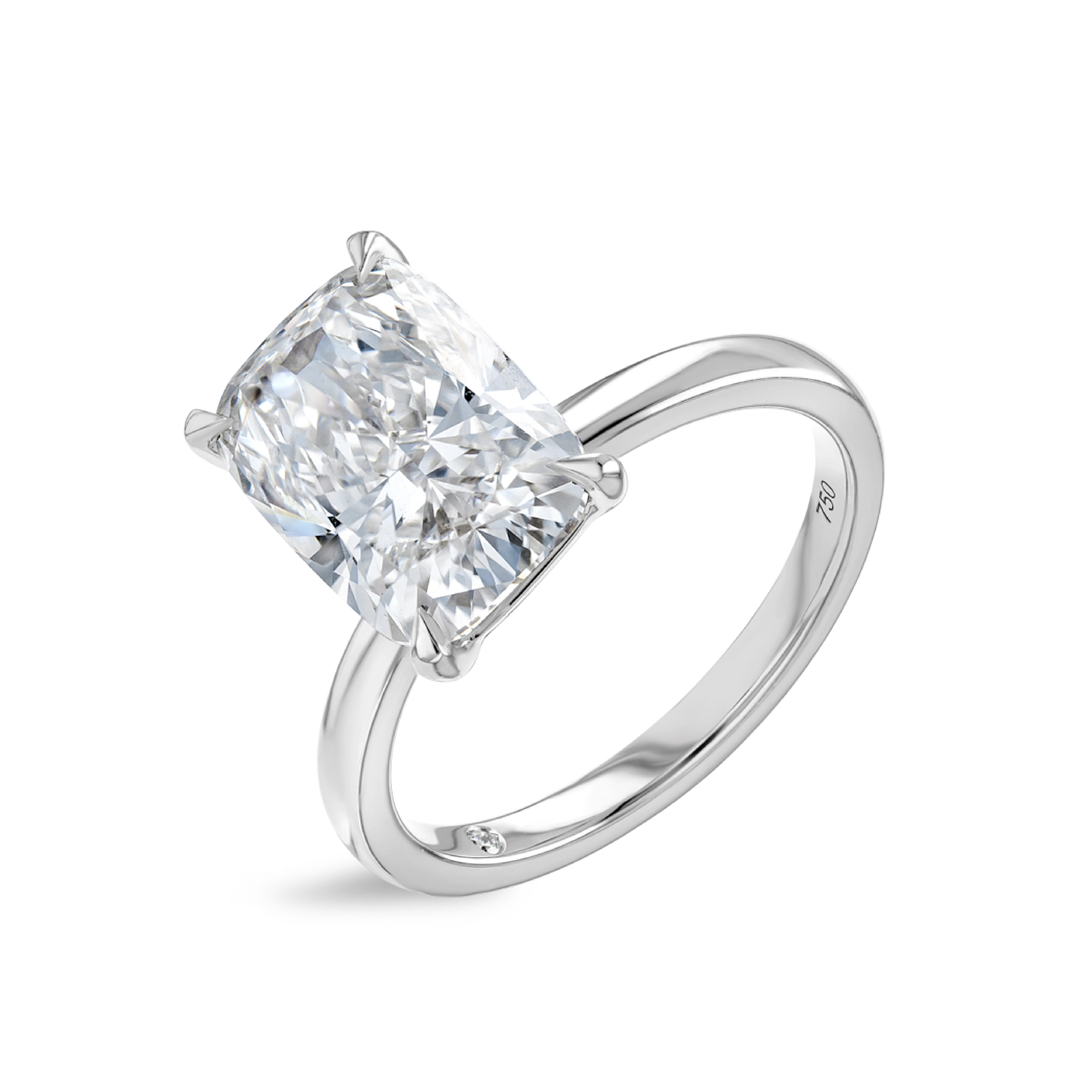 4 Carat Lab-Grown Elongated Cushion Solitaire White Gold Ring - Image 4