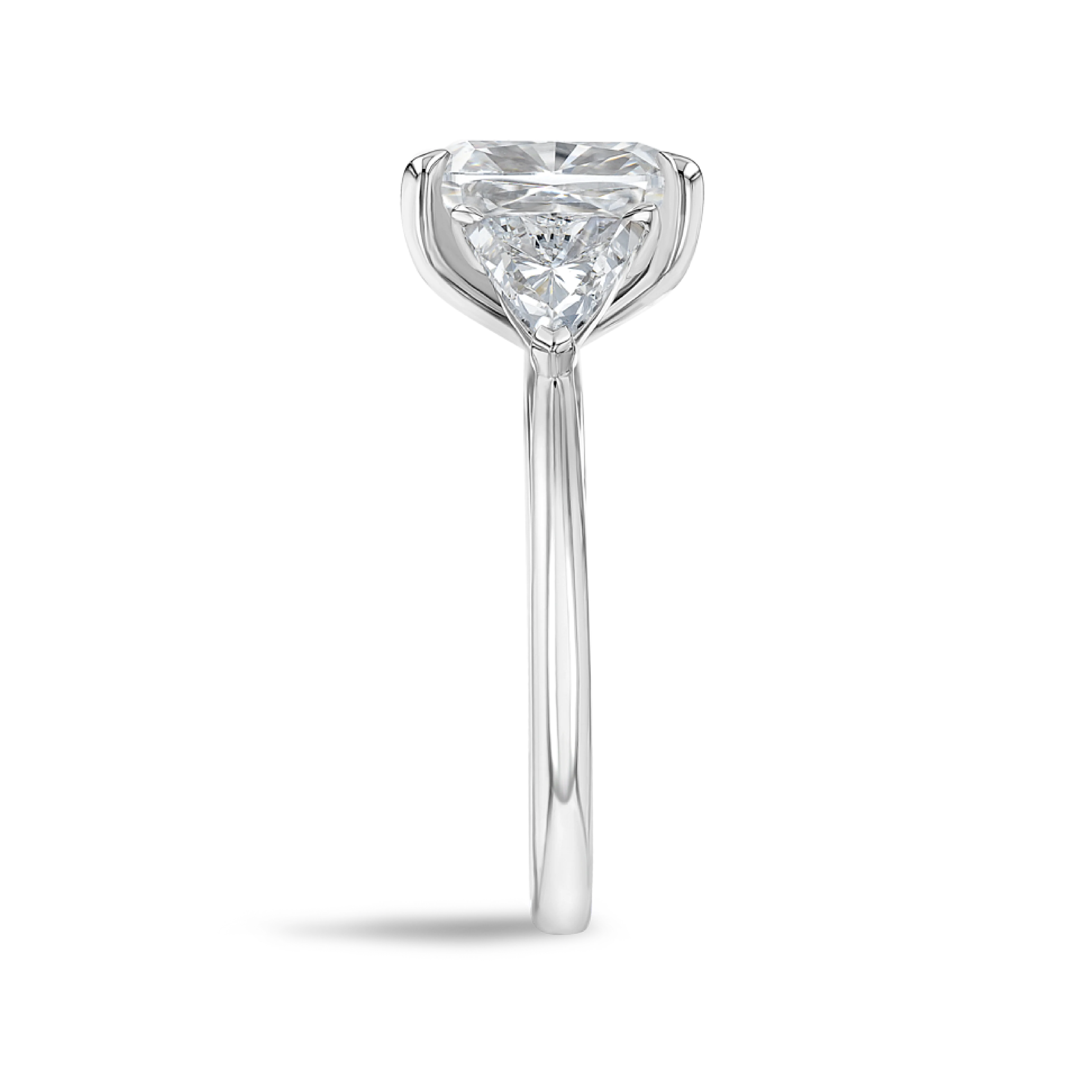 4 Carat Natural Cushion Trilogy With Side Trillions White Gold Ring - Image 3