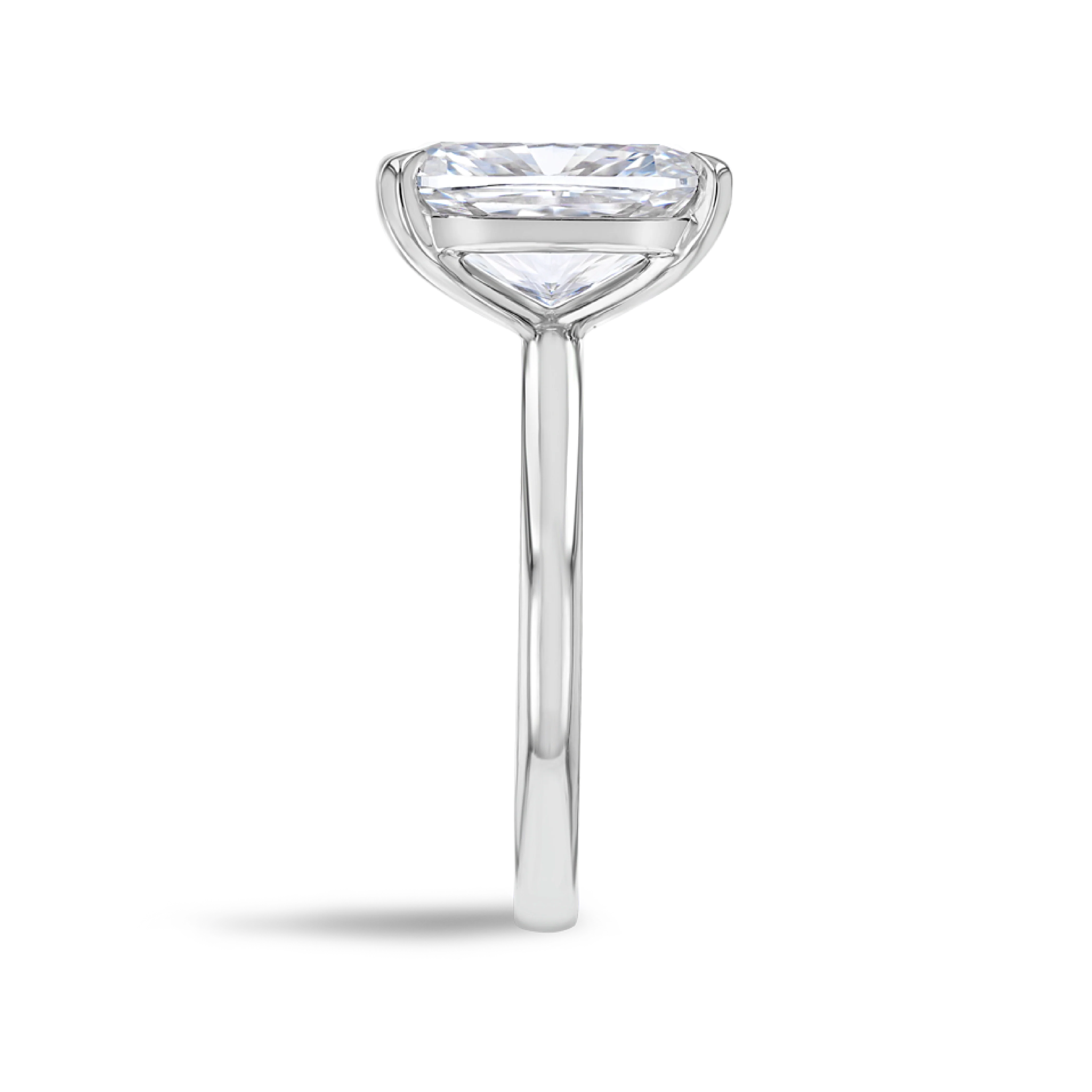 4 Carat Natural Elongated Cushion Solitaire White Gold Ring - Image 3